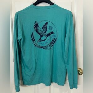 Local Boy Outfitters Long Sleeve Graphic Print Tee Shirt Men's Large Pocket Teal